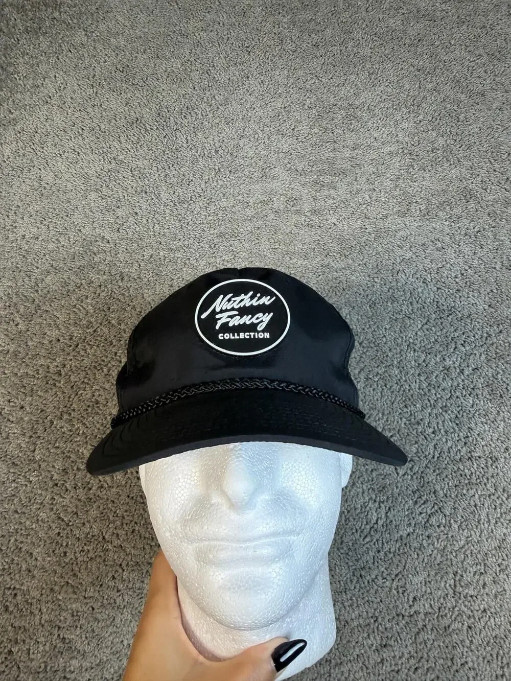 Nuthin Fancy Hat Cap Snap Back Mens One Size Black Mesh Breathable Adjustable